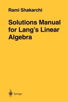 Solutions Manual for Lang s Linear Algebra