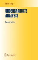 Undergraduate Analysis  Undergraduate Texts in Mathematics