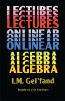 Lectures on Linear Algebra  Dover Books on Mathematics