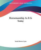 Horsemanship As It Is Today
