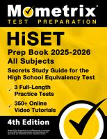Hiset Prep Book 2025 2026 All Subjects   3 Full Length Practice Exams  350  Online Video Tutorials 