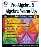 Mark Twain Pre Algebra and Algebra Workbook  Math Book for Grades 5 and Up  Operations  Algebraic E