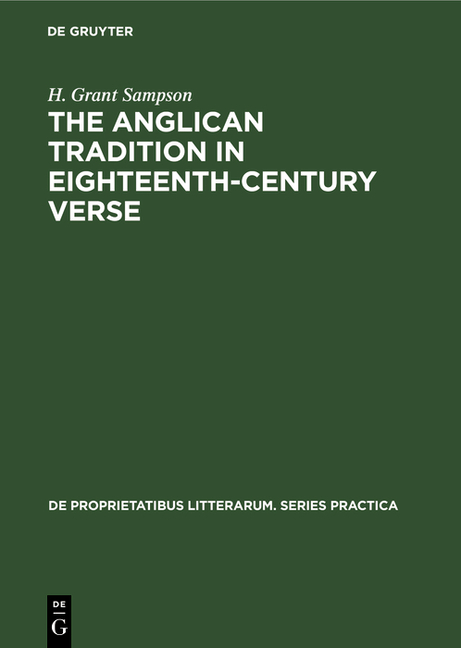 Anglican Tradition in Eighteenth-Century Verse (Reprint 2019)