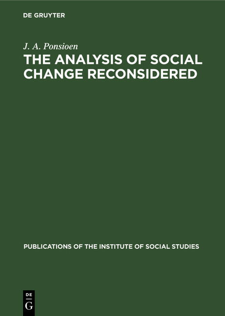 Analysis of Social Change Reconsidered: A Sociological Study (Printing, Revised and Enlarged . Repri