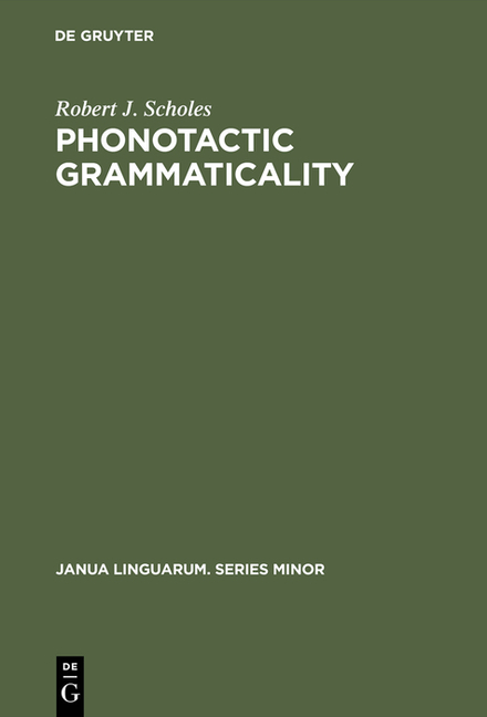 Phonotactic Grammaticality (Reprint 2016)