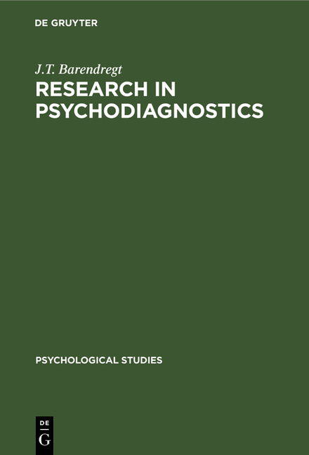 Research in Psychodiagnostics: Record of Investigations (Reprint 2020)