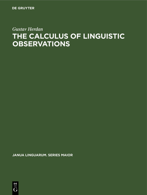 Calculus of Linguistic Observations (Reprint 2021)