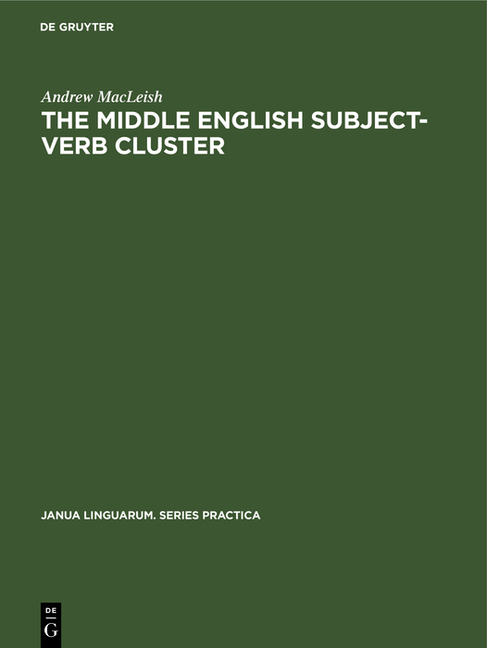 Middle English Subject-Verb Cluster (Reprint 2021)