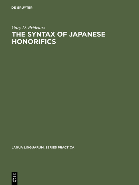 Syntax of Japanese Honorifics (Reprint 2017)