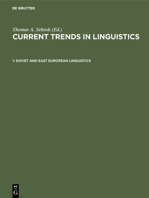 Soviet and East European Linguistics (Reprint 2018)